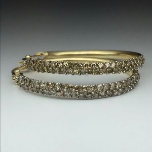 14kt yellow gold cognac diamond hoops